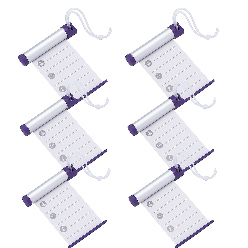 6x Funky Luggage Cylinder Tag Rollout Label for Address Details - Silver/Blue