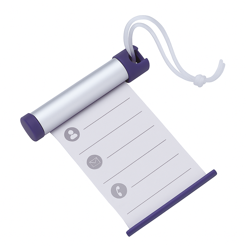 6x Funky Luggage Cylinder Tag Rollout Label for Address Details - Silver/Blue