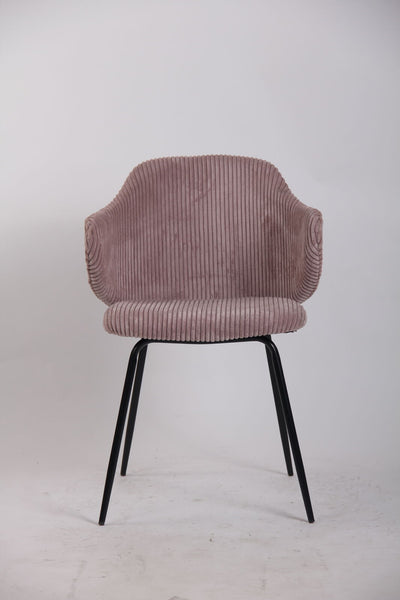 Set of 2 Dining Chairs with Corduroy Cord Fabric in Pink