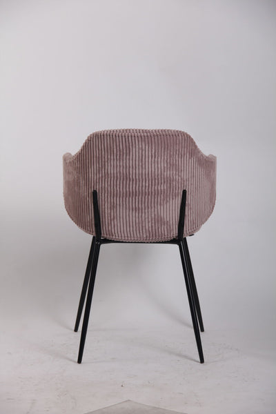 Set of 2 Dining Chairs with Corduroy Cord Fabric in Pink