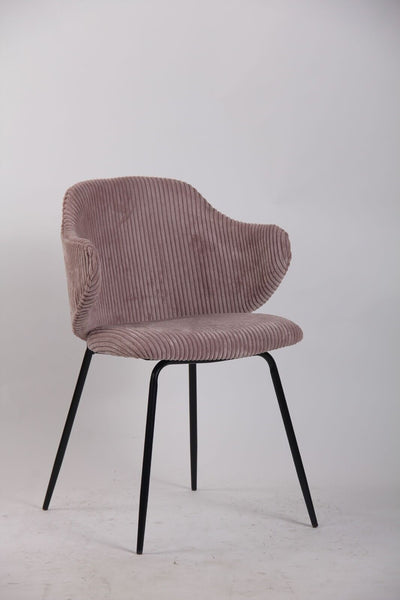 Set of 2 Dining Chairs with Corduroy Cord Fabric in Pink
