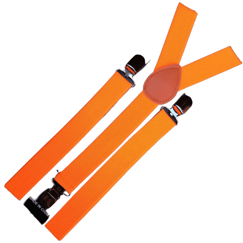 6x Mens Suspenders Braces Adjustable Strong Clip On Elastic Formal Wedding BULK - Fluro Orange