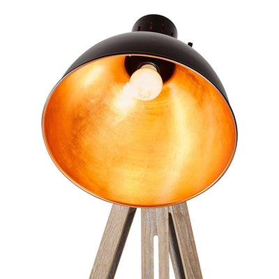 Havana Retro Large Tripod Floor Lamp Industrial Modern Adjustable Wood Frame Light