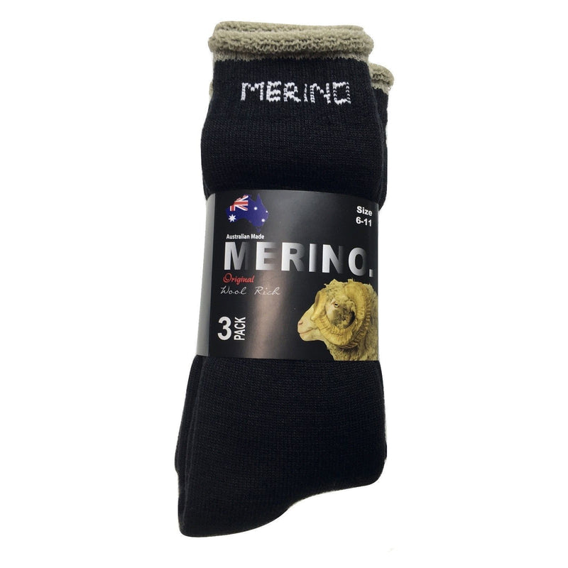 9 Pairs MERINO WOOL SOCKS Mens Heavy Duty Premium Thick Work Socks Cushion BULK - Black - 6-11