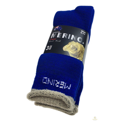 9 Pairs MERINO WOOL SOCKS Mens Heavy Duty Premium Thick Work Socks Cushion BULK - Blue - 6-11