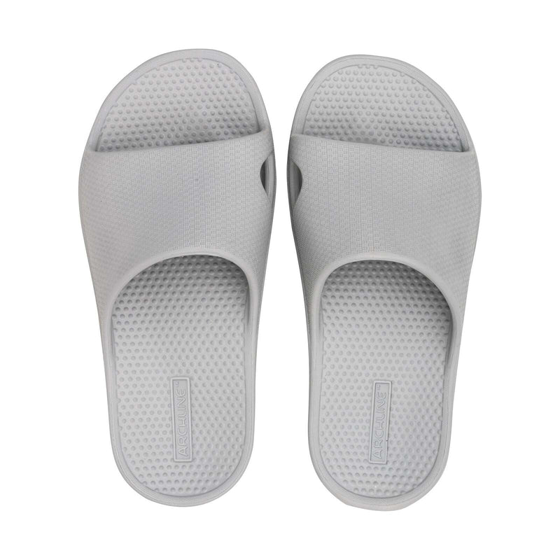 Archline Rebound Orthotic Slides Flip Flop Thongs Slip On Arch Support - Stone Grey - Euro 42