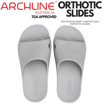 Archline Rebound Orthotic Slides Flip Flop Thongs Slip On Arch Support - Stone Grey - Euro 42