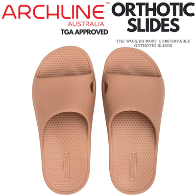Archline Rebound Orthotic Slides Flip Flop Thongs Slip On Arch Support - Putty - Euro 38
