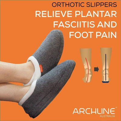 ARCHLINE Orthotic Slippers CLOSED Arch Scuffs Orthopedic Moccasins Shoes in Charcoal Marle - EUR 38
