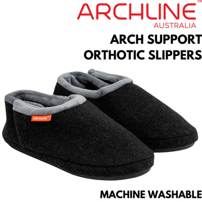 ARCHLINE Orthotic Slippers CLOSED Arch Scuffs Orthopedic Moccasins Shoes - Charcoal Marle - EUR 46