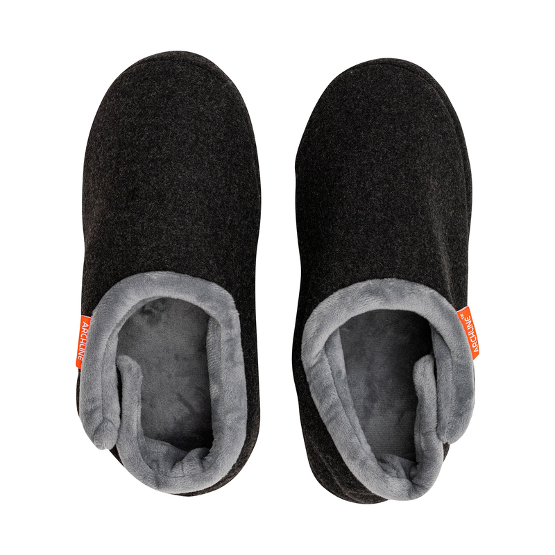 ARCHLINE Orthotic Slippers CLOSED Arch Scuffs Orthopedic Moccasins Shoes - Charcoal Marle - EUR 46