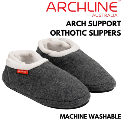 ARCHLINE Orthotic Slippers CLOSED Arch Scuffs Orthopedic Moccasins Shoes - Grey Marle - EUR 37