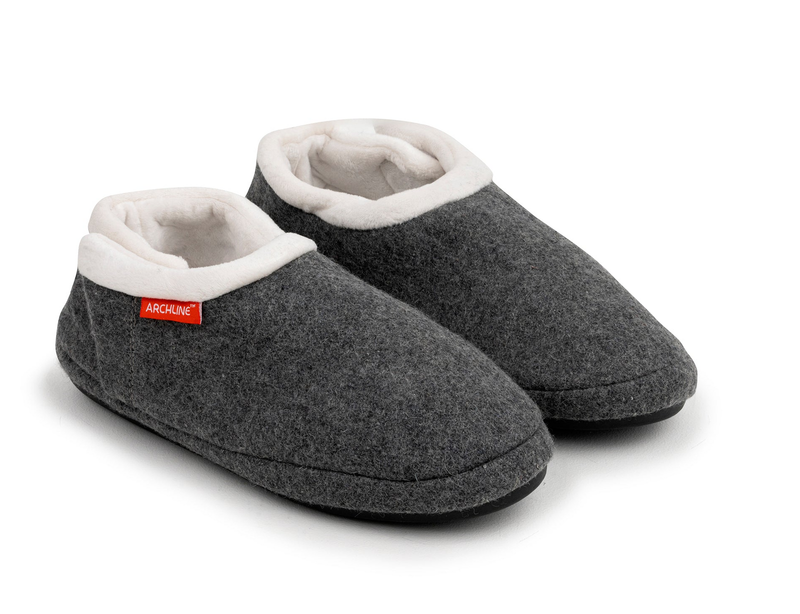 ARCHLINE Orthotic Slippers CLOSED Arch Scuffs Orthopedic Moccasins Shoes - Grey Marle - EUR 45