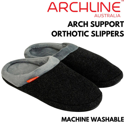 ARCHLINE Orthotic Slippers Slip On Arch Scuffs Orthopedic Moccasins - Charcoal Marle - EUR 43
