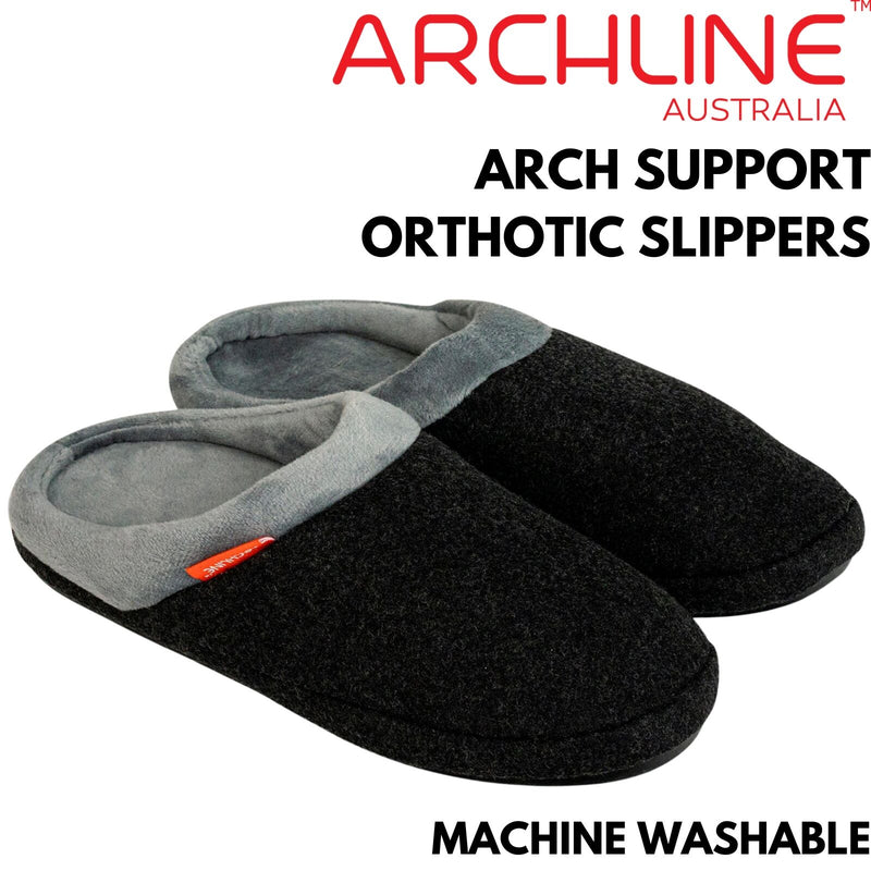 ARCHLINE Orthotic Slippers Slip On Arch Scuffs Orthopedic Moccasins - Charcoal Marle - EUR 43
