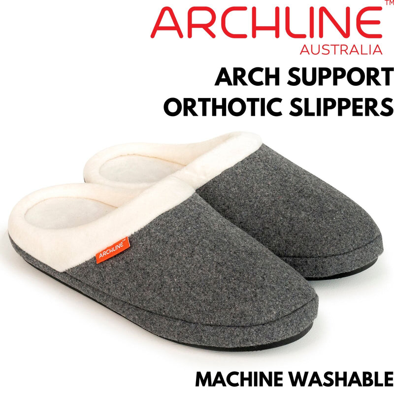 ARCHLINE Orthotic Slippers Slip On Arch Scuffs Orthopedic Moccasins - Grey Marle - EUR 38