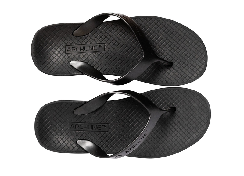 ARCHLINE Orthotic Thongs Arch Support Shoes Footwear Flip Flops Orthopedic - Black/Black - EUR 37