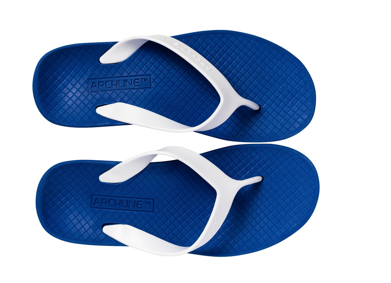 ARCHLINE Orthotic Thongs Arch Support Shoes Footwear Flip Flops Orthopedic - Blue/White  - EUR 37