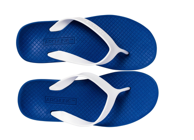 ARCHLINE Orthotic Thongs Arch Support Shoes Footwear Flip Flops Orthopedic - Blue/White - EUR 39