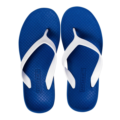 ARCHLINE Orthotic Thongs Arch Support Shoes Footwear Flip Flops Orthopedic - Blue/White - EUR 47