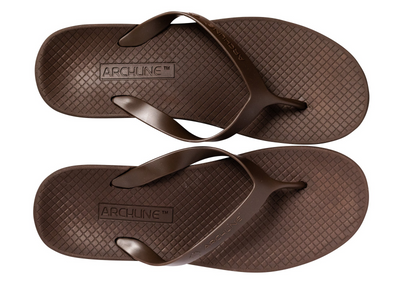 ARCHLINE Orthotic Thongs Arch Support Shoes Footwear Flip Flops Orthopedic - Brown/Brown - EUR 36