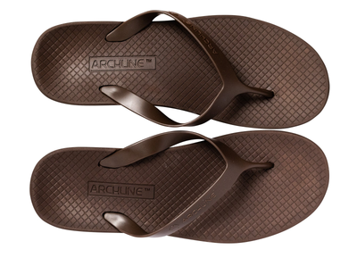 ARCHLINE Orthotic Thongs Arch Support Shoes Footwear Flip Flops Orthopedic - Brown/Brown - EUR 37
