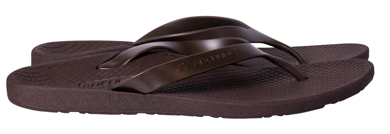 ARCHLINE Orthotic Thongs Arch Support Shoes Footwear Flip Flops Orthopedic - Brown/Brown - EUR 43