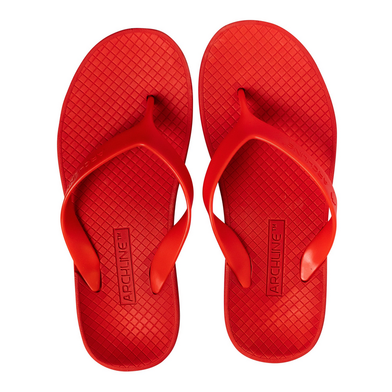 ARCHLINE Orthotic Thongs Arch Support Shoes Footwear Flip Flops Orthopedic - Red/Red  - EUR 35