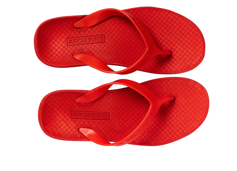 ARCHLINE Orthotic Thongs Arch Support Shoes Footwear Flip Flops Orthopedic - Red/Red - EUR 46