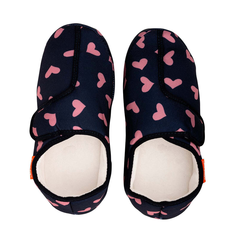 ARCHLINE Orthotic Plus Slippers Closed Scuffs Pain Relief Moccasins - Navy Hearts - EU 38