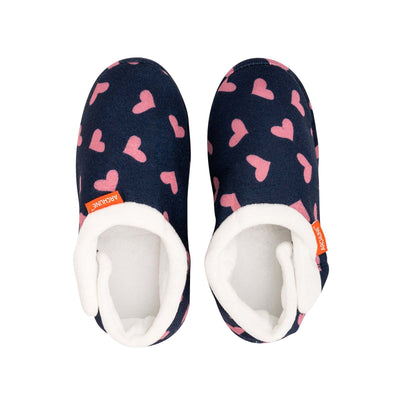 ARCHLINE Orthotic Slippers CLOSED Arch Scuffs Moccasins Pain Relief in Navy Hearts - EUR41