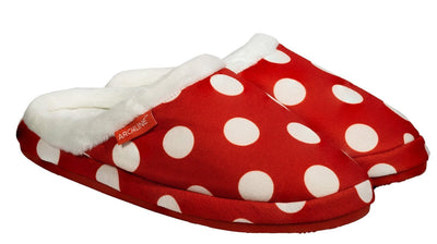 ARCHLINE Orthotic Slippers Slip On Scuffs Pain Relief Moccasins - Red Polka Dot - EUR 39 (Womens US 8)