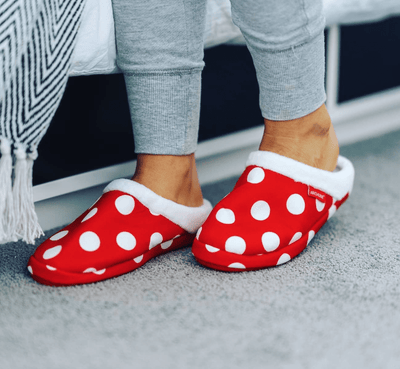 ARCHLINE Orthotic Slippers Slip On Scuffs Pain Relief Moccasins - Red Polka Dot - EUR 39 (Womens US 8)