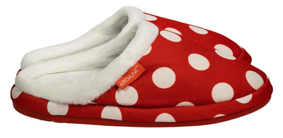 ARCHLINE Orthotic Slippers Slip On Scuffs Pain Relief Moccasins - Red Polka Dot - EUR 39 (Womens US 8)