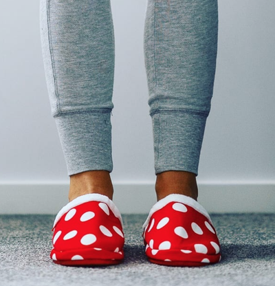 ARCHLINE Orthotic Slippers Slip On Scuffs Pain Relief Moccasins - Red Polka Dot - EUR 39 (Womens US 8)