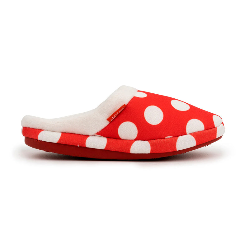 ARCHLINE Orthotic Slippers Slip On Scuffs Pain Relief Moccasins - Red Polka Dot - EUR 39 (Womens US 8)