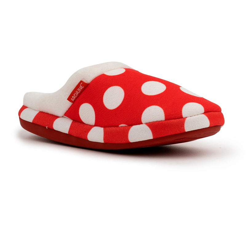 ARCHLINE Orthotic Slippers Slip On Scuffs Pain Relief Moccasins - Red Polka Dot - EUR 42 (Womens US 11)