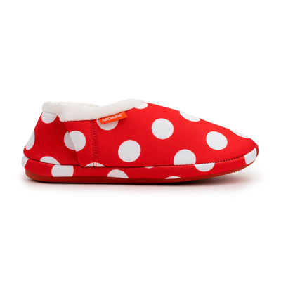 ARCHLINE Orthotic Slippers CLOSED Back Scuffs Moccasins Pain Relief - Red Polka Dots - EUR 43 (Womens 12 US)