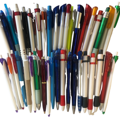 120x Assorted Ball Point Pens + Pen Holder Folder School Office Business BULK