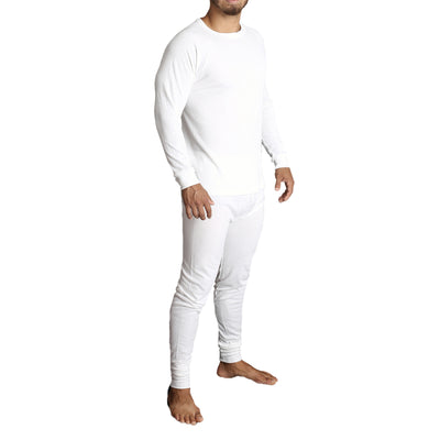 2pcs Set Mens Merino Wool Blend Long Sleeve Thermal Top & Long Johns Pants Underwear - Beige - XL