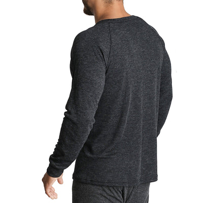 Mens Merino Wool Blend Long Sleeve Thermal Top Underwear Thermals Base Layer - Black - XL