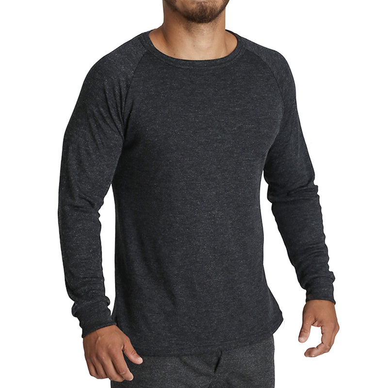 Mens Merino Wool Blend Long Sleeve Thermal Top Underwear Thermals Base Layer - Black - XXL