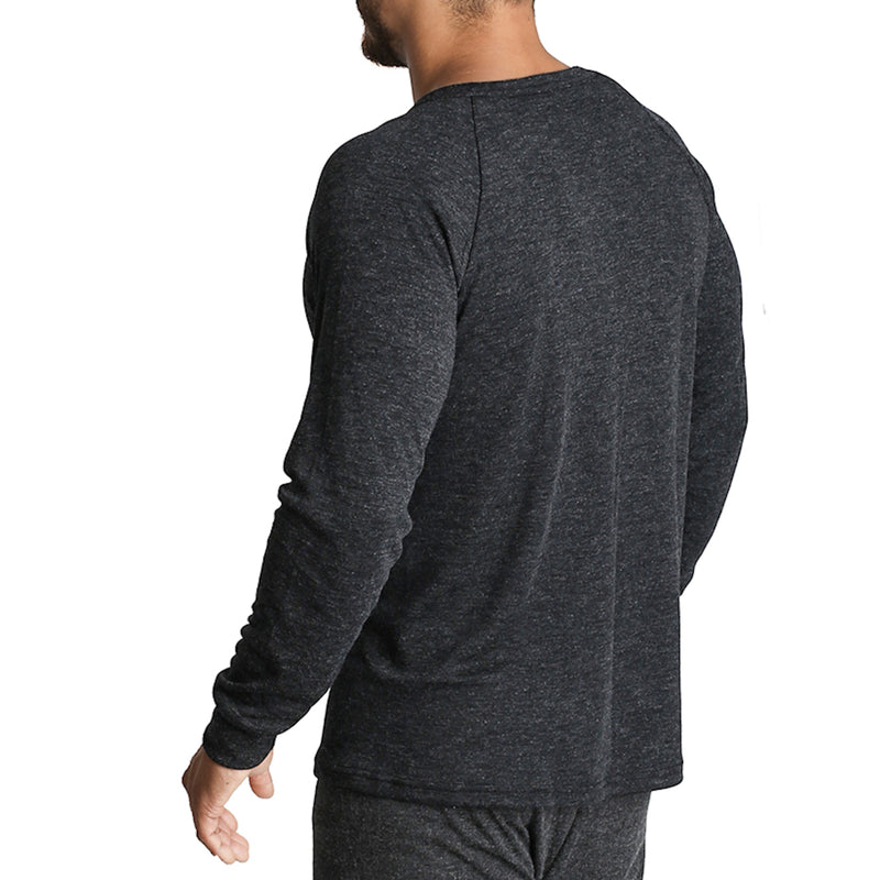 Mens Merino Wool Blend Long Sleeve Thermal Top Underwear Thermals Base Layer - Black - XXL
