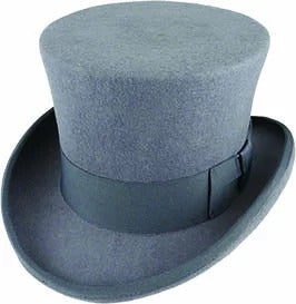 5.5"" Premium Mad Hatter Top Hat 100% Australian Wool Felt Magician Tuxedo Cap - Grey - 57cm