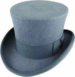 5.5"" Premium Mad Hatter Top Hat 100% Australian Wool Felt Magician Tuxedo Cap - Grey - 61cm