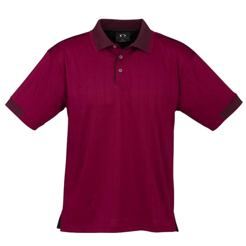 Mens Polo Shirt Breathable Top T Shirt Casual Cotton Blend Cool Dry - Maroon/Black - S