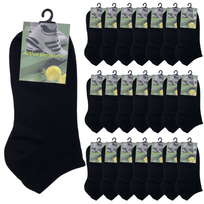 24x COTTON ANKLE SOCKS Sport Low Cut Mens Womens Running  BULK Anklet - Black - 2-8