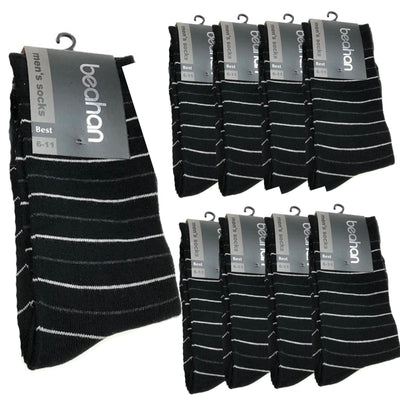 9 Pairs COTTON BUSINESS SOCKS Mens Dress Crew Plain Work Casual  BULK - Black - 6-11