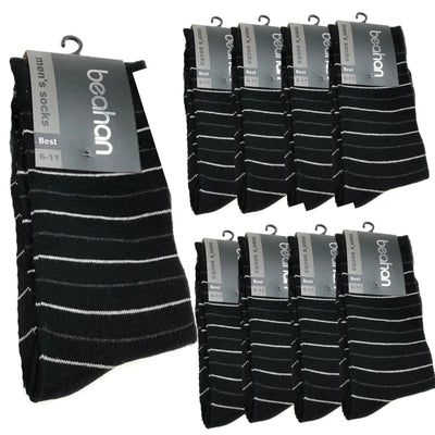 9 Pairs COTTON BUSINESS SOCKS Mens Dress Crew Plain Work Casual  BULK - Black - 6-11
