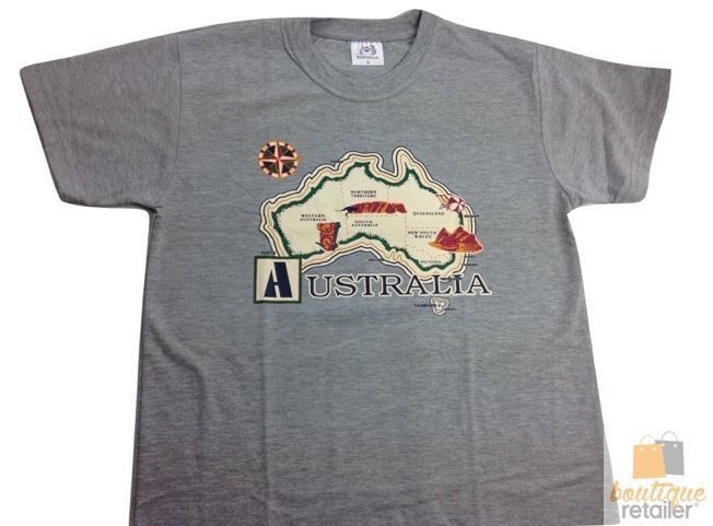 Adult T Shirt Australian Australia Day Souvenir Tee Top 100% COTTON - Grey - Large